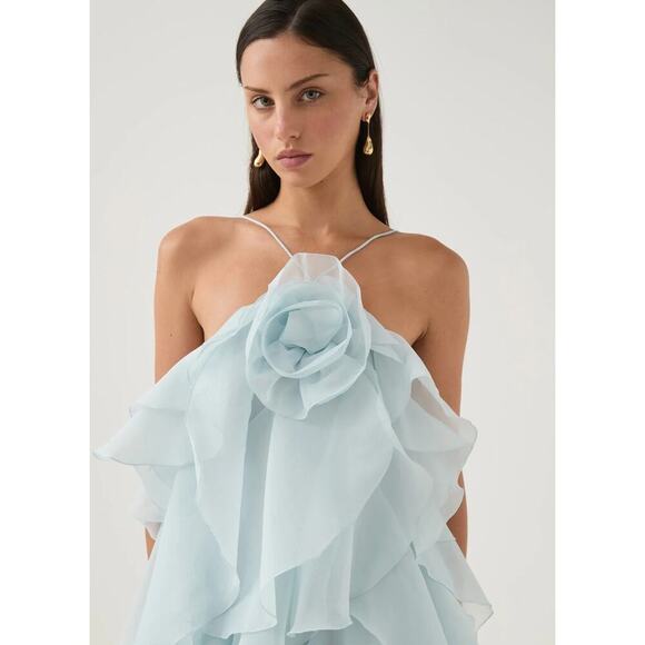 Aje Pandorea Layered Maxi Dress Silver Blue US 6 - Picture 7 of 11